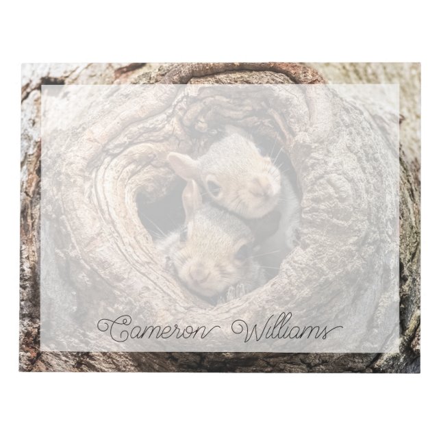 Bloc De Notas Animales de bebé más afectados | Dos ardillas jóve (Frente)