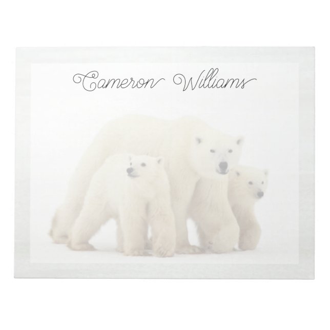 Bloc De Notas Animales de bebé más afectados | Familia Oso Polar (Frente)