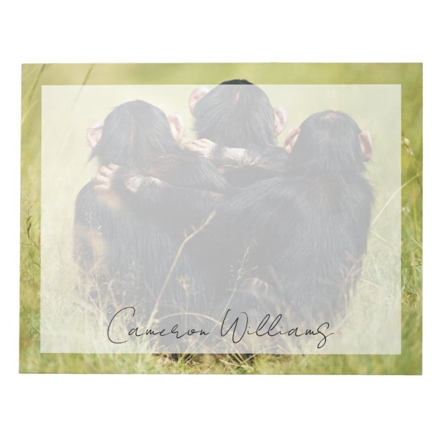 Bloc De Notas Animales de bebé más afectados | Tres chimpancés a (Frente)