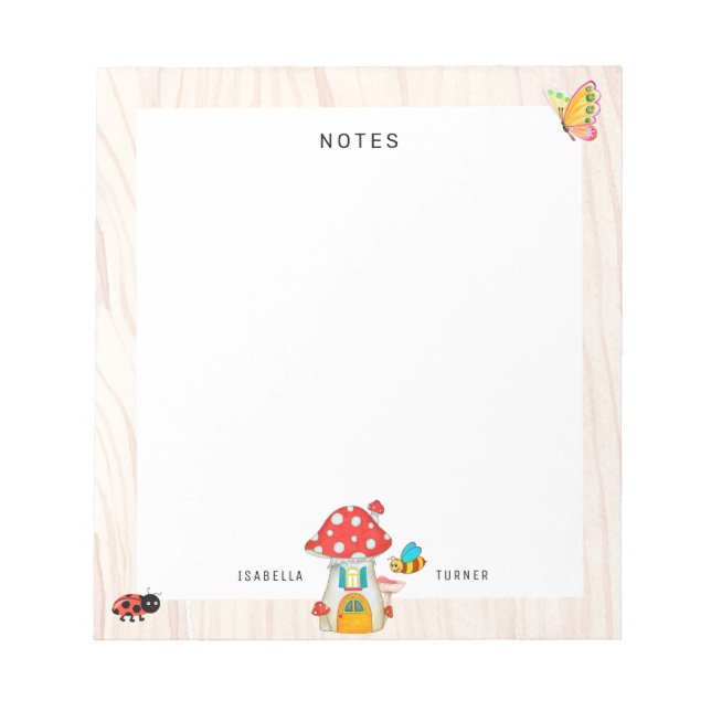 Bloc De Notas Animales de bosque de champiñones para hongos enca (Frente)