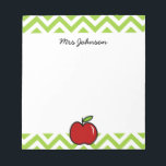 Bloc De Notas Anotación de manzana roja para el profesor | Nombr<br><div class="desc">Anotación de manzana roja para el profesor | Nombre personalizado. Enseñando regalos. Patrón de cheurón vectorial. Diseño de Zig Zag.</div>