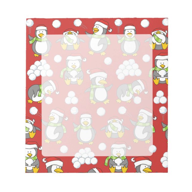Bloc De Notas Antecedentes de pingüinos navidades (Frente)