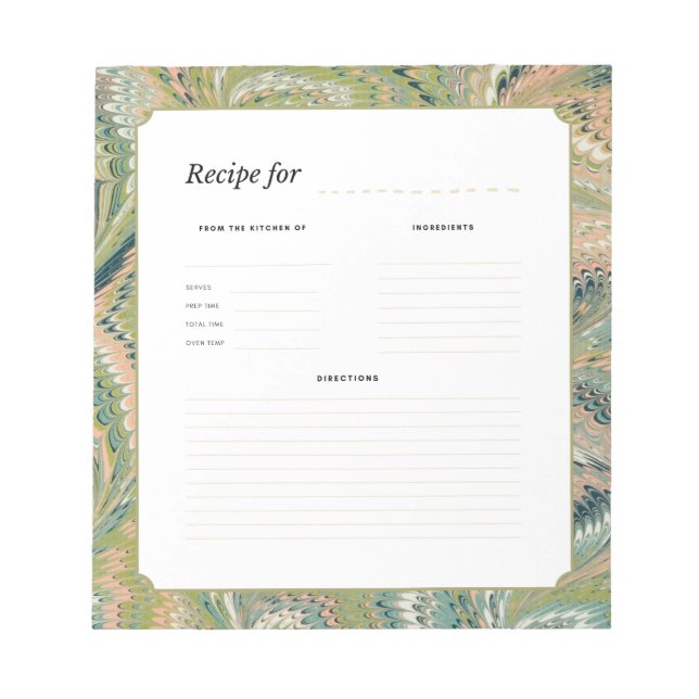 Bloc De Notas Antique Marbled Paper Recipe Notepad (Frente)