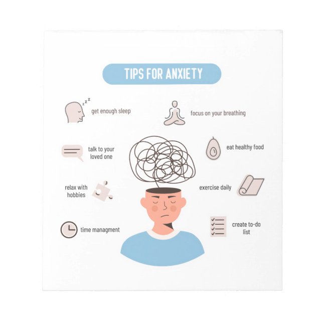 Bloc De Notas Anxiety Tips Minimal Mental Health Art (Frente)