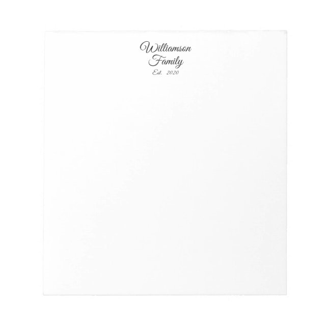 Bloc De Notas Apellido de la pareja personalizar, año, negocio (Frente)