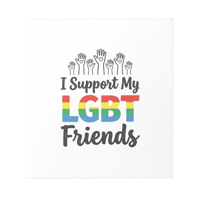 Bloc De Notas Apoyo a mis amigos LGBT Vector Orgullo Arcoíris De (Frente)