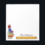 Bloc De Notas Apple con pila de libros Añadir nombre 5.5 x 6<br><div class="desc">Personalice estas notas con una colorida pila de libros con una manzana encima y una regla con el nombre arriba. ¡Un gran regalo para un profesor!</div>