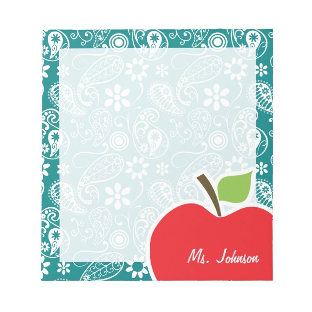 Bloc De Notas Apple en Dark Cyan Paisley (Frente)