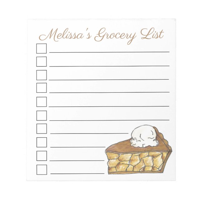 Bloc De Notas Apple Pie a La Mode Personalized Grocery List (Frente)