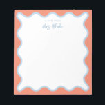 Bloc De Notas Apreciación del profesor Blue peach Wavy<br><div class="desc">Perfecto regalo para los profesores,  con borde ondulado azul y melocotón. Para una personalización más avanzada de este diseño,  por ejemplo,  cambiar el diseño,  el tamaño de letra o el tamaño del texto,  haga clic en el botón "PERSONALIZAR" de arriba. Por favor,  contáctame para cualquier pregunta.</div>