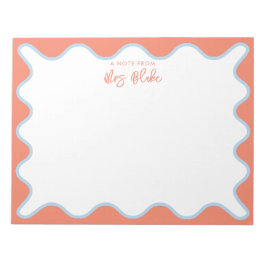 Bloc De Notas Apreciación del profesor Blue Peach Wavy