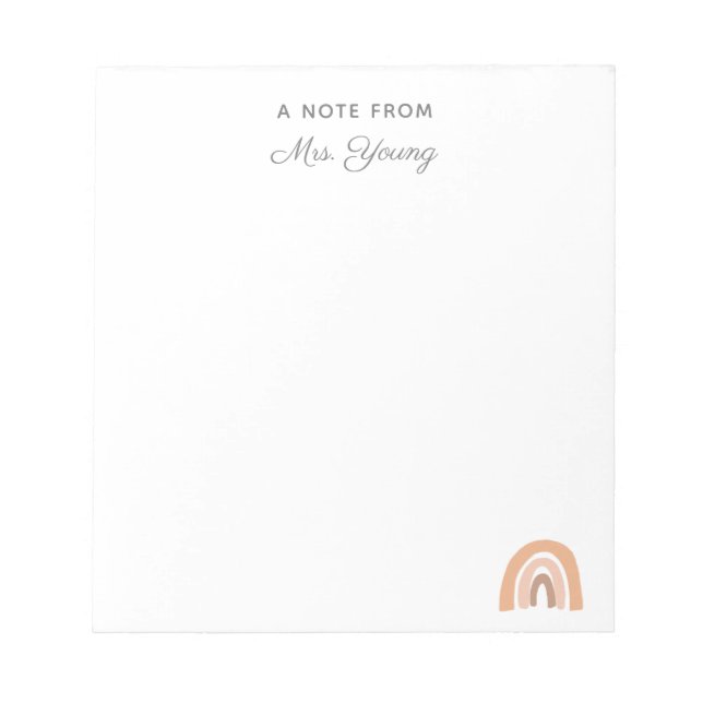 Bloc De Notas Apreciación del profesor Boho Rainbow personalizad (Frente)