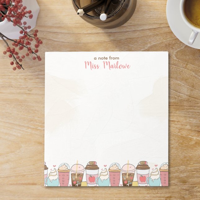 Bloc De Notas Apreciación del profesor Café Apple personalizado (Teacher Appreciation Apple Coffee Personalized Notepad)
