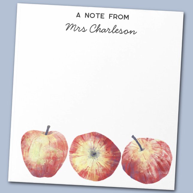 Bloc De Notas Apreciación del profesor de Apple personalizada (Watercolor apple teacher appreciation notes for classroom encouragement )