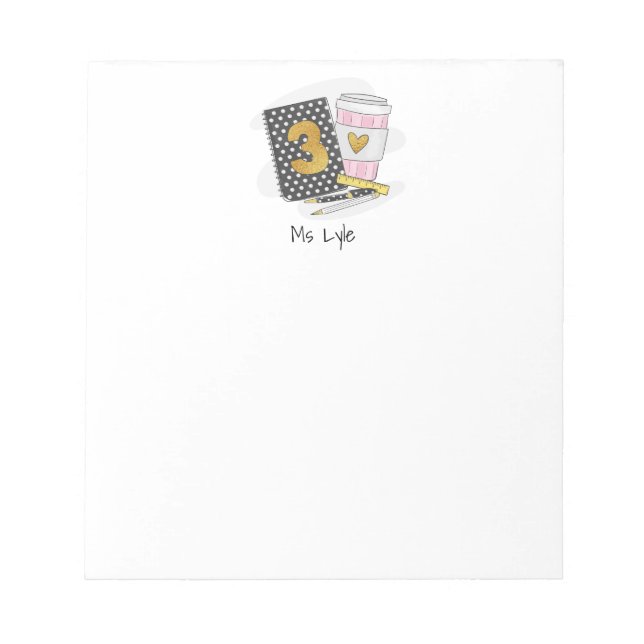 Bloc De Notas Apreciación del profesor de tercer grado de negro  (Frente)