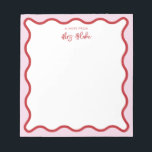 Bloc De Notas Apreciación del profesor Onda rosa Roja<br><div class="desc">Un regalo perfecto para los profesores,  con la frontera ondulada roja y rosa. Para una personalización más avanzada de este diseño,  por ejemplo,  cambiar el diseño,  el tamaño de letra o el tamaño del texto,  haga clic en el botón "PERSONALIZAR" de arriba. Por favor,  contáctame para cualquier pregunta.</div>