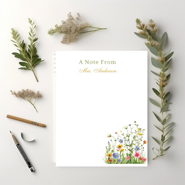Bloc De Notas Apreciación del profesor Personalizado Botánico Fl (CUTE FLORAL TEACHER NOTEPAD)