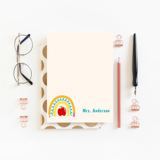 Bloc De Notas Apreciación del profesor Personalizado de Apple ar (cute kindergarten rainbow school teacher notepad
)
