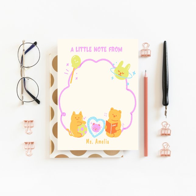 Bloc De Notas Apreciación del profesor Personalizado de osito de (Cute kindergarten custom teacher notepad)