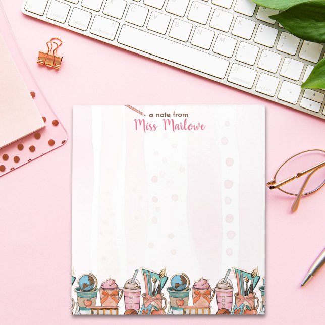 Bloc De Notas Apreciación del profesor regalo escuela café latte (Teacher Appreciation Gift School Coffee Latte Personalized Notepad)