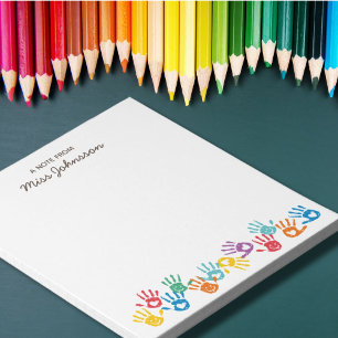 Bloc De Notas Apreciación educativa con manos pintadas