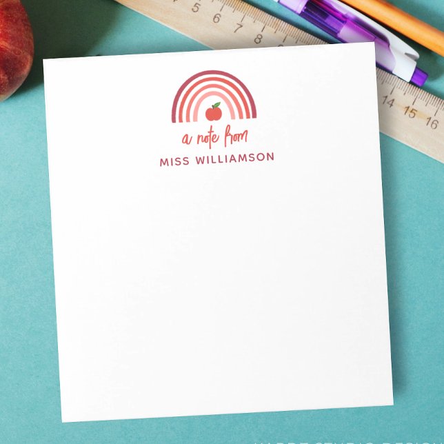 Bloc De Notas Apreciación personalizada de los profesores del ar (Personalize this modern chic notepad as a gift for teacher appreciation day. Fun design with rainbow)