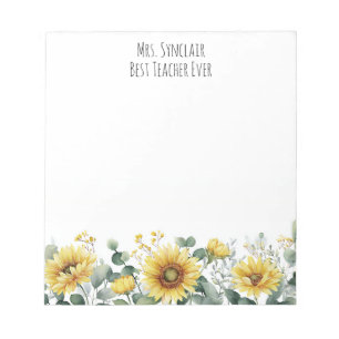 Bloc De Notas Apreciación personalizada del profesor de girasole