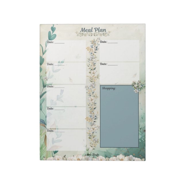 Bloc De Notas April Showers 7 Day Blank Meal Planner (Lado Izquierdo)