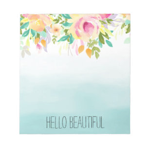 Bloc De Notas Aqua Ombre Flor Amarilla Rosa