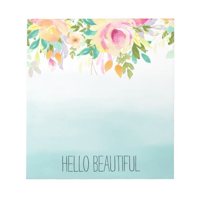 Bloc De Notas Aqua Ombre Flor Amarilla Rosa (Frente)