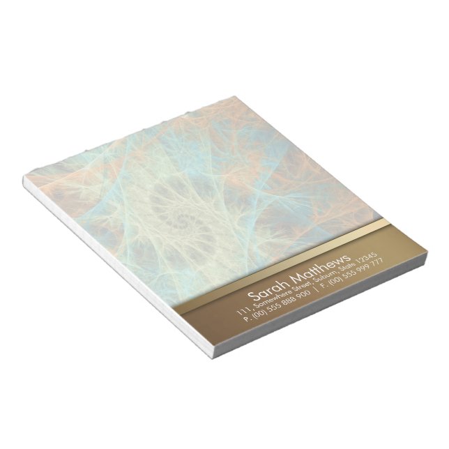 Bloc De Notas Aqua Orange Fractal Swirl Notepad (Lado Derecho)