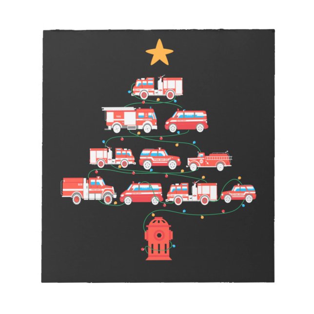 Bloc De Notas Árbol de Navidad del camión de bomberos.Png (Frente)