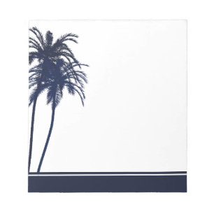 Bloc De Notas Árbol de palma tropical azul y blanco