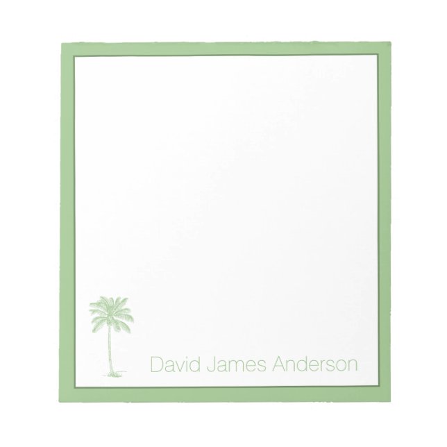 Bloc De Notas Árbol de palmetto verde y blanco personalizado (Frente)
