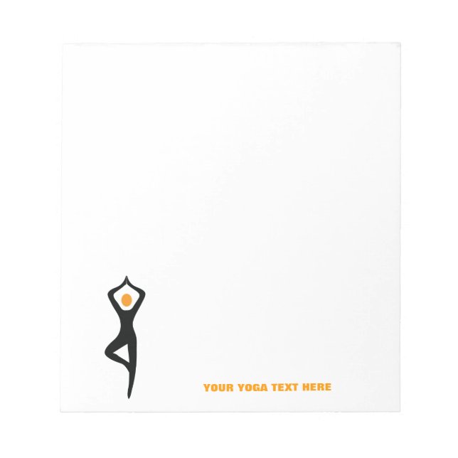Bloc De Notas Árbol de yoga pose negro, personalizado naranja (Frente)