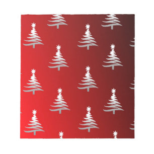 Bloc De Notas Árboles de Navidad plateados en rojo