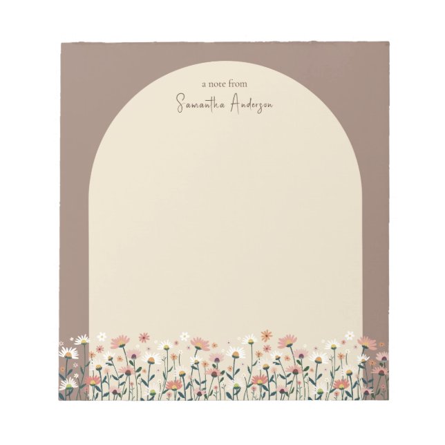 Bloc De Notas Arco fronterizo bohemio con flores silvestres (Frente)