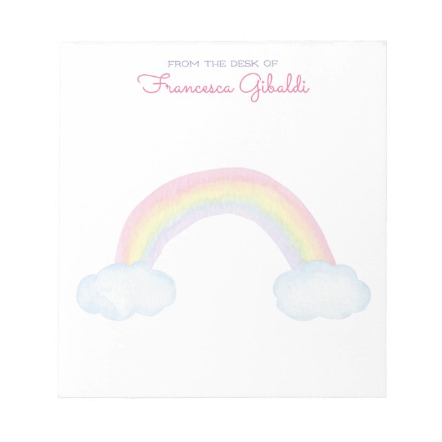 Bloc De Notas Arcoiris acuático y nubes de la mesa de (Frente)