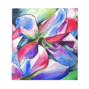 Bloc De Notas Arcoiris Azalea florido original pintura acuarela