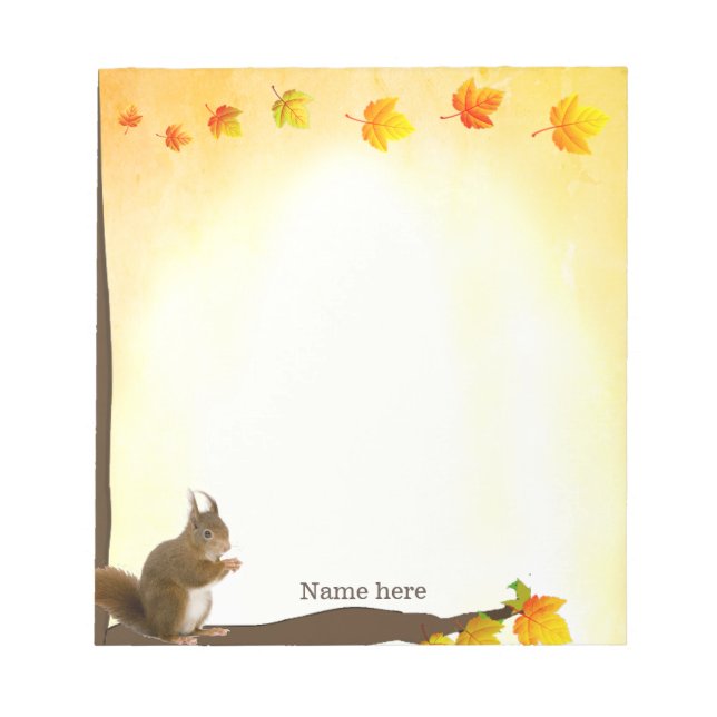 Bloc De Notas Ardilla linda y hojas de otoño  (Frente)
