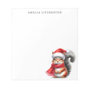 Bloc De Notas ardilla personalizada en un Navidad de Santa Hat