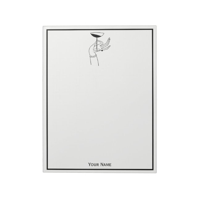 Bloc De Notas Art Deco Lady's Hand Holding Champagne Glass (Lado Izquierdo)