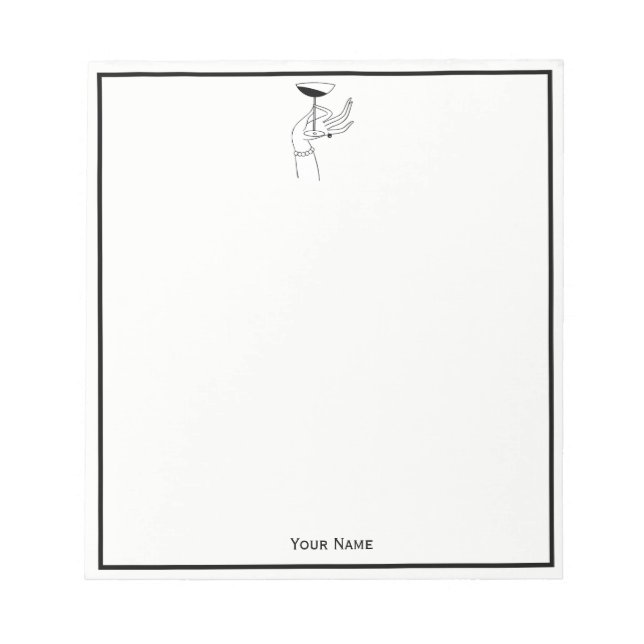 Bloc De Notas Art Deco Lady's Hand Holding Champagne Glass (Frente)