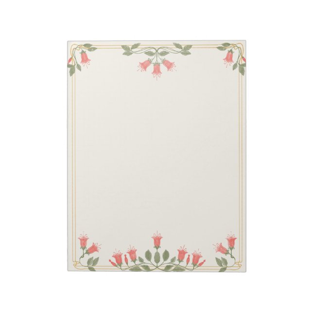 Bloc De Notas Art Nouveau Fuchsia Floral Border Notepad (Lado Izquierdo)