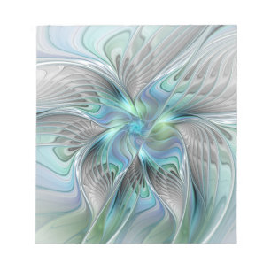 Bloc De Notas Arte abstracto de mariposa de fantasía fractal azu