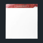 Bloc De Notas Arte abstracto de tinta líquida de tinta roja bril<br><div class="desc">Este diseño se ha acentuado con una pieza de arte abstracto original en la parte superior. La forma de arte fluido - en rojo intenso - recuerda a algunas de las acuarelas abstractas, aunque el efecto se consigue mediante el uso de "tintas de alcohol". Use el campo de plantilla para...</div>