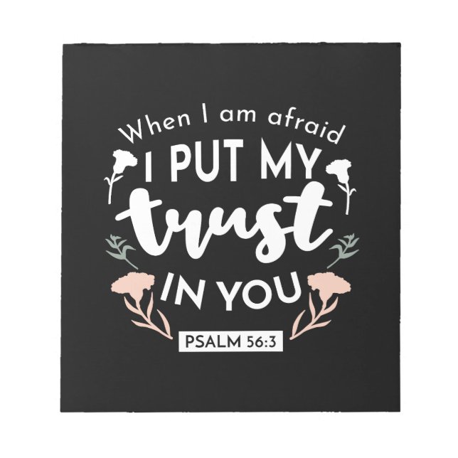 Bloc De Notas Arte Cristiano Floral Oscuro - Salmo 56:3 (Frente)