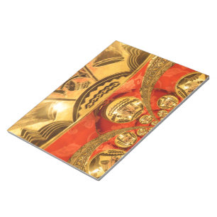 Bloc De Notas Arte Cultural Africano: Rico diseño rojo dorado