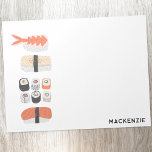 Bloc De Notas Arte de comida japonesa de sushi personalizado<br><div class="desc">Una pila de deliciosos sushi de Japón. Hace que tu papelería sea más fabulosa. Arte original de Nic Squirrell. Cambie el nombre a personalizar,  o quítelo si lo prefiere.</div>