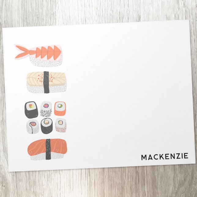 Bloc De Notas Arte de comida japonesa de sushi personalizado (Personalized name Japanese sushi food art notepad)